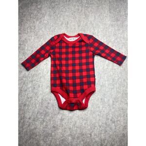 Rabbit + Bear red/blue plaid long sleeve 1 piece size 0-3 months